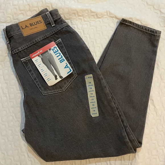 NWT LA Blues Gray Jeans Relaxed Fit 90’s Style Pants Plus Size 16 Average Casual - Picture 1 of 9